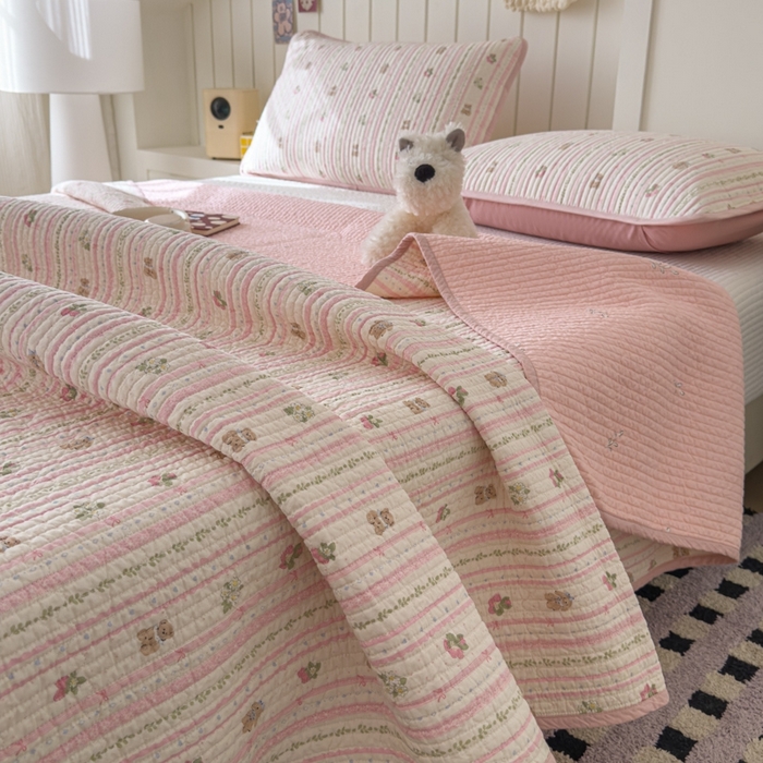 91家纺网 家纺一手货源 找家纺 茉夕家纺 2026新款春季纯棉棉花印花单品床盖单件床盖 心动萌趣