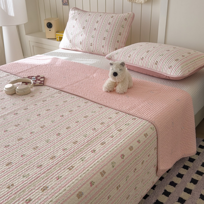 91家纺网 家纺一手货源 找家纺 茉夕家纺 2026新款春季纯棉棉花印花单品床盖单件床盖 心动萌趣