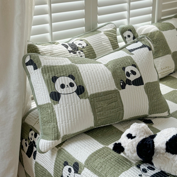 91家纺网 家纺一手货源 找家纺 茉夕家纺 2026新款春季纯棉棉花印花单品床盖单件床盖 熊猫胖达