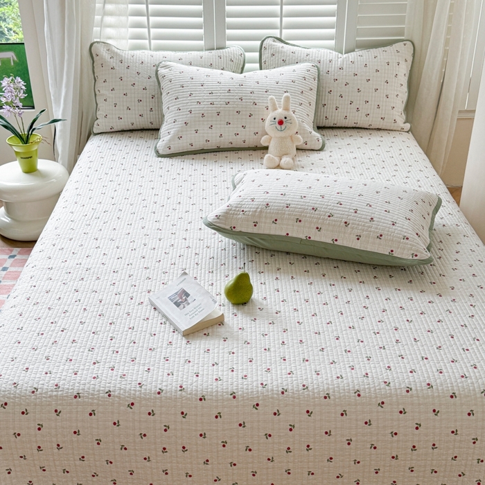 91家纺网 家纺一手货源 找家纺 茉夕家纺 2026新款春季纯棉棉花印花单品床盖单件床盖 樱桃多多
