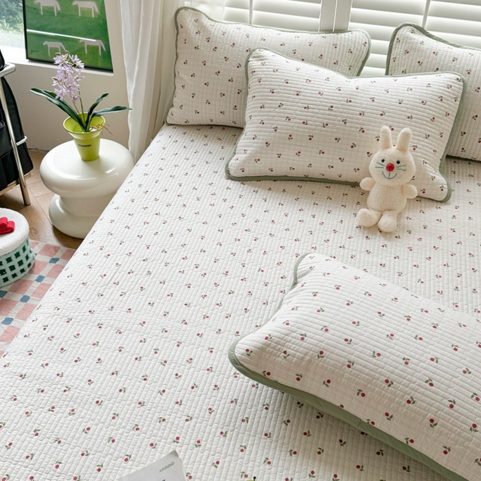 91家纺网 家纺一手货源 找家纺 茉夕家纺 2026新款春季纯棉棉花印花单品床盖单件床盖 樱桃多多