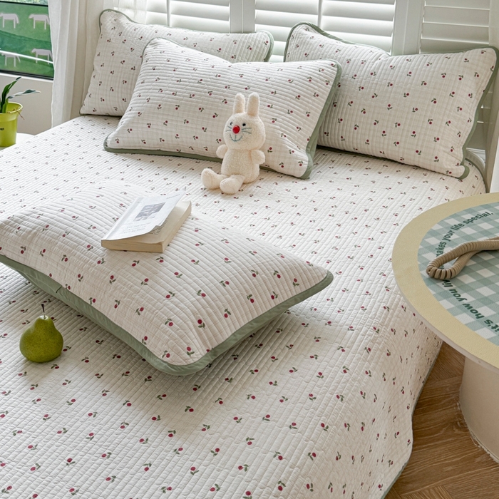 91家纺网 家纺一手货源 找家纺 茉夕家纺 2026新款春季纯棉棉花印花单品床盖单件床盖 樱桃多多