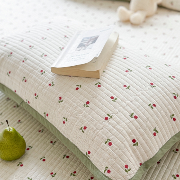 91家纺网 家纺一手货源 找家纺 茉夕家纺 2026新款春季纯棉棉花印花单品床盖单件床盖 樱桃多多