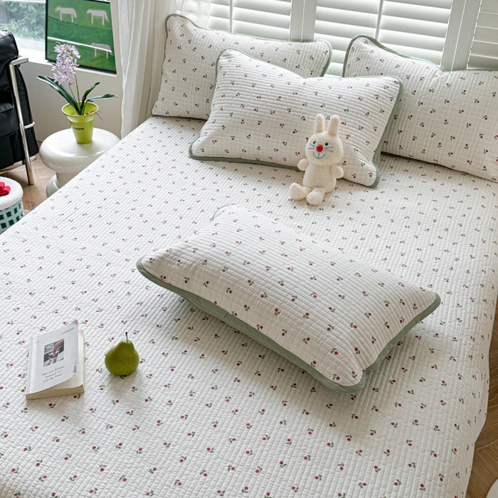 91家纺网 家纺一手货源 找家纺 茉夕家纺 2026新款春季纯棉棉花印花单品床盖单件床盖 樱桃多多