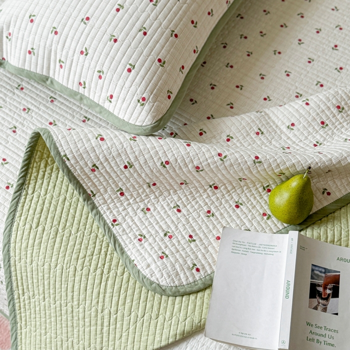 91家纺网 家纺一手货源 找家纺 茉夕家纺 2026新款春季纯棉棉花印花单品床盖单件床盖 樱桃多多