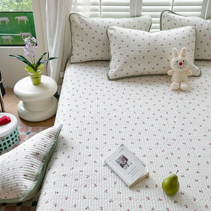 91家纺网 家纺一手货源 找家纺 茉夕家纺 2026新款春季纯棉棉花印花单品床盖单件床盖 樱桃多多