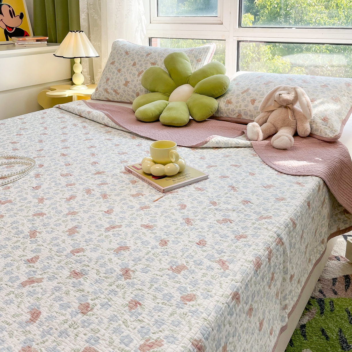 91家纺网 家纺一手货源 找家纺 茉夕家纺 2026新款春季纯棉棉花印花单品床盖单件床盖 玉兔