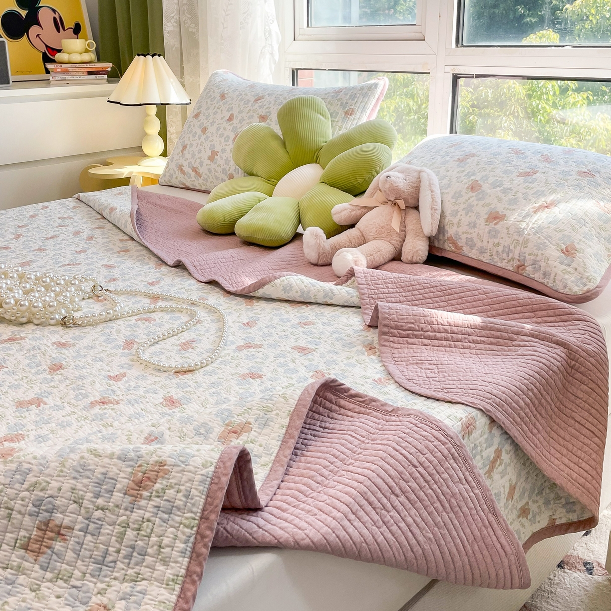 91家纺网 家纺一手货源 找家纺 茉夕家纺 2026新款春季纯棉棉花印花单品床盖单件床盖 玉兔