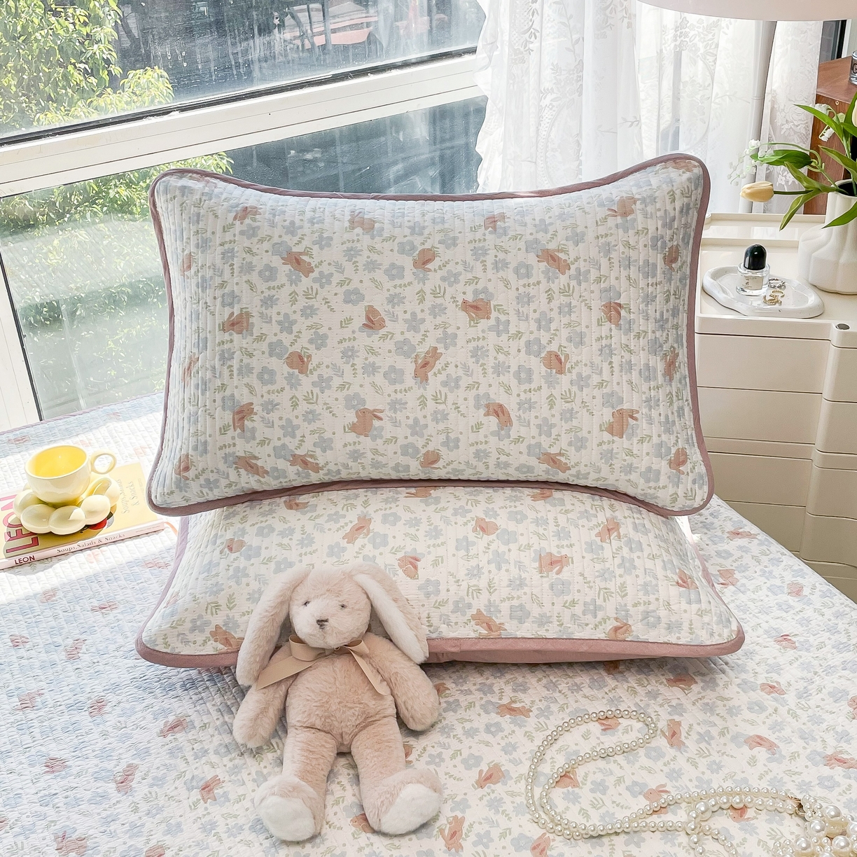 91家纺网 家纺一手货源 找家纺 茉夕家纺 2026新款春季纯棉棉花印花单品床盖单件床盖 玉兔