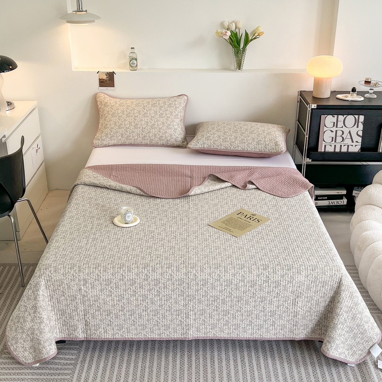 茉夕家纺 2026新款春季纯棉棉花印花单品床盖单件床盖 枝上花