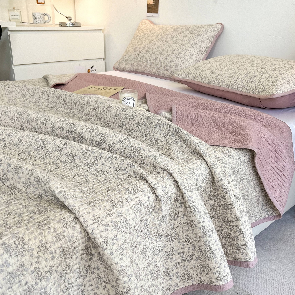 91家纺网 家纺一手货源 找家纺 茉夕家纺 2026新款春季纯棉棉花印花单品床盖单件床盖 枝上花