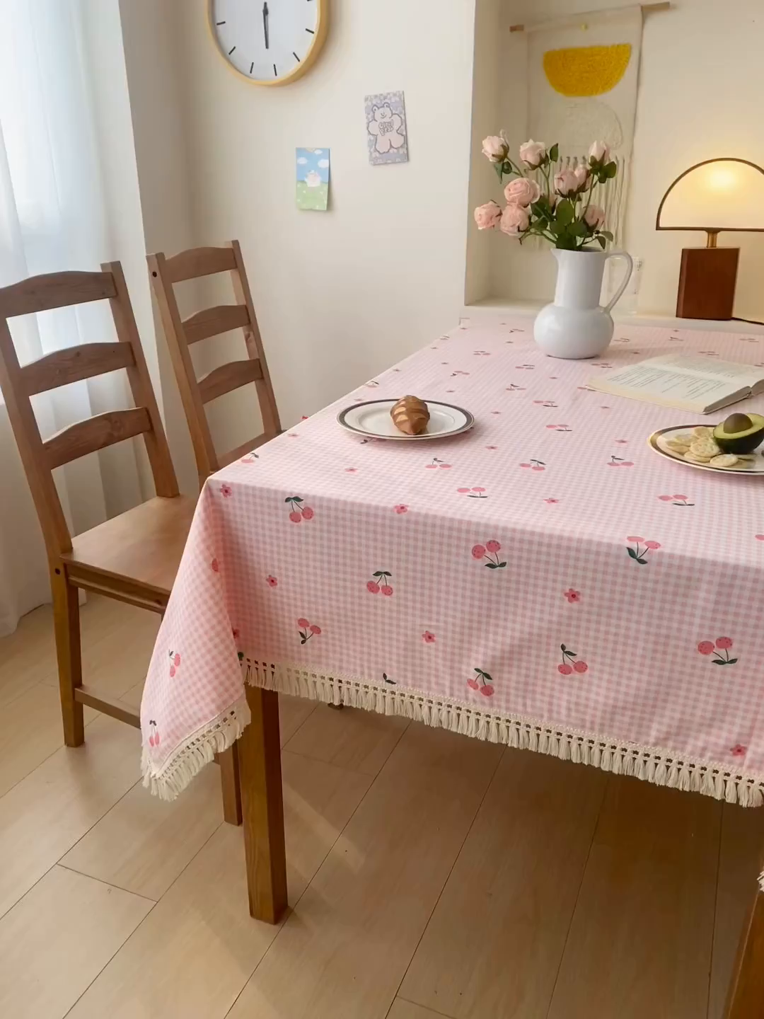 91家纺网 家纺一手货源 找家纺 金泰莱 2026新款印花老粗布桌布 格子樱桃