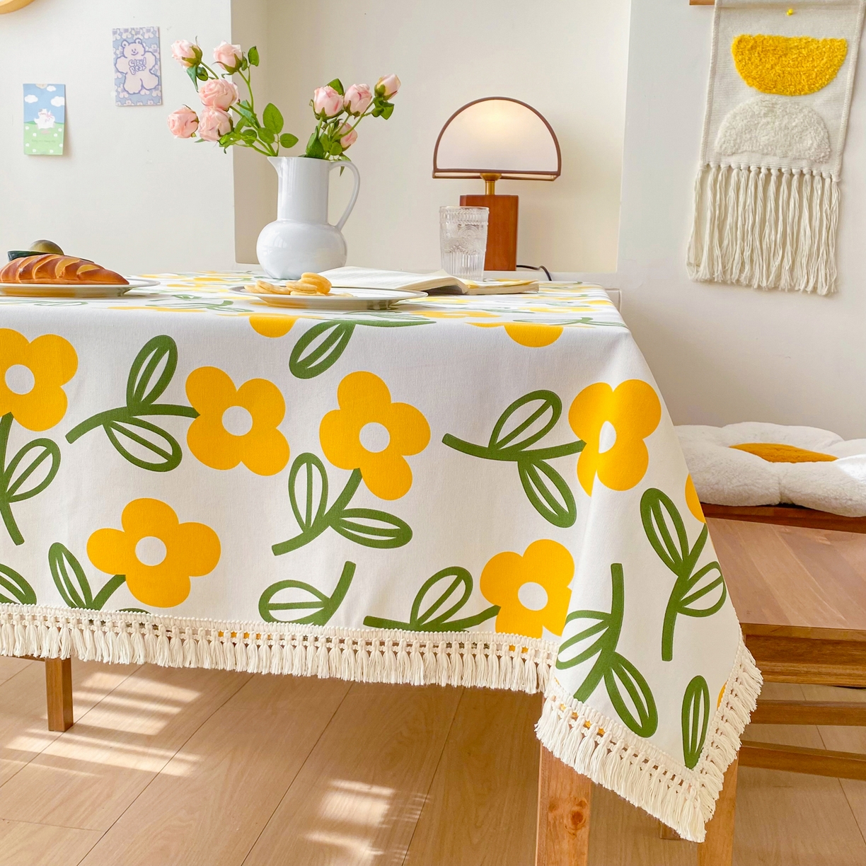 91家纺网 家纺一手货源 找家纺 金泰莱 2026新款印花老粗布桌布 花颜