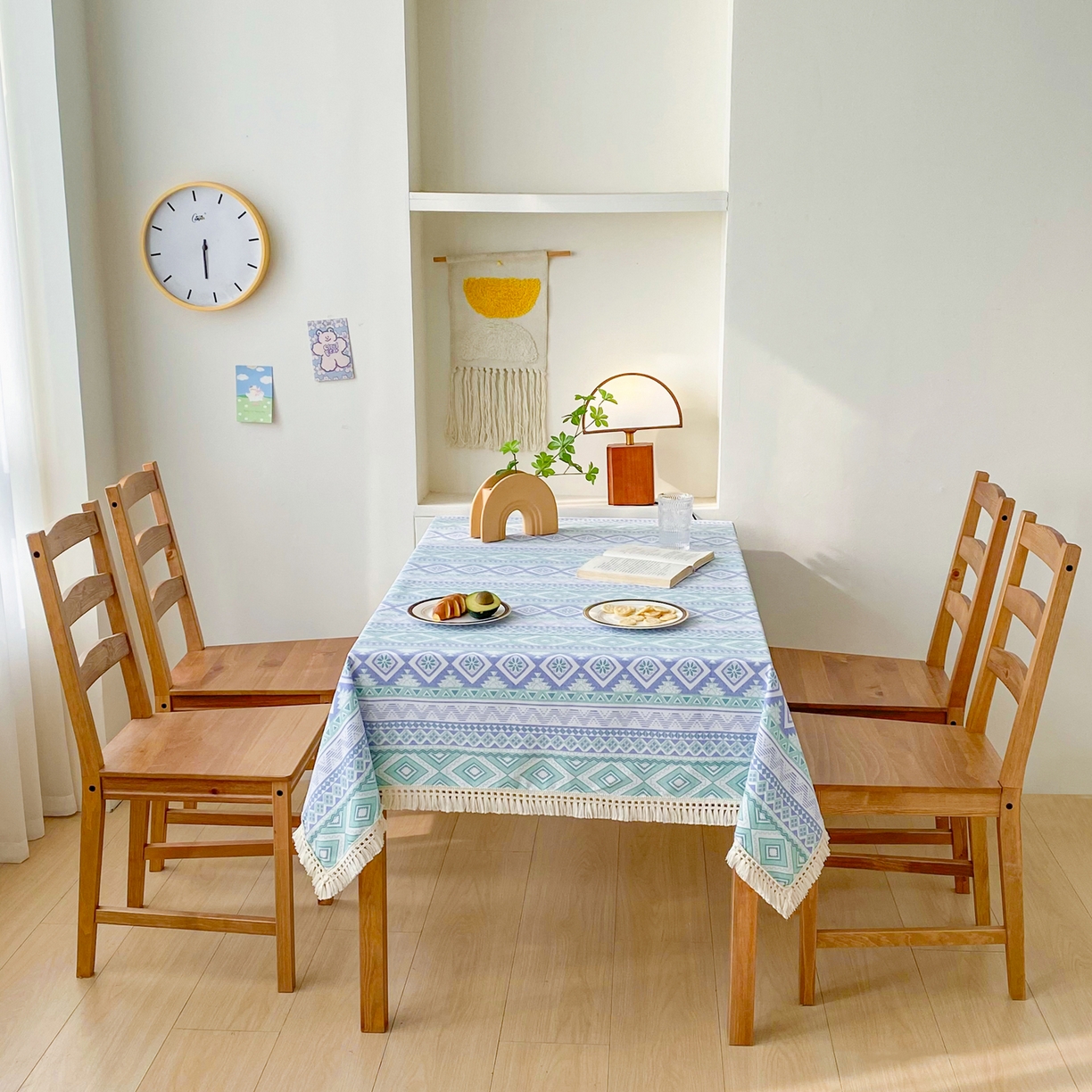 91家纺网 家纺一手货源 找家纺 金泰莱 2026新款印花老粗布桌布 蓝色恋歌