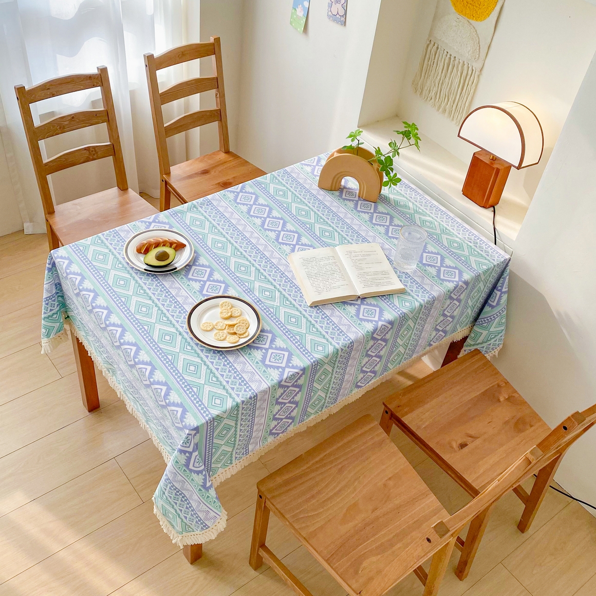 91家纺网 家纺一手货源 找家纺 金泰莱 2026新款印花老粗布桌布 蓝色恋歌