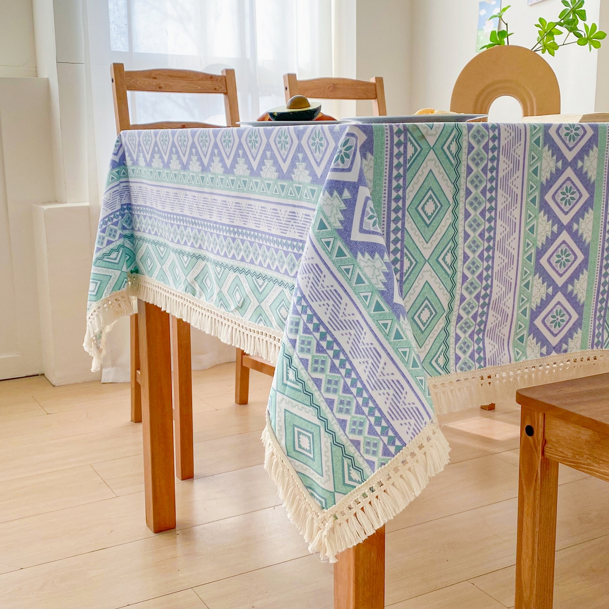 91家纺网 家纺一手货源 找家纺 金泰莱 2026新款印花老粗布桌布 蓝色恋歌