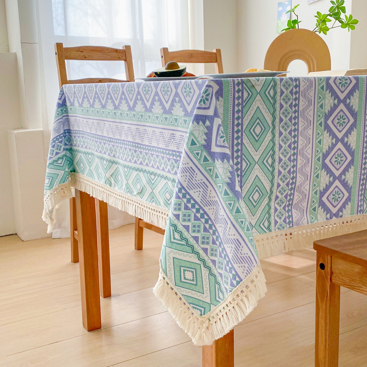 91家纺网 家纺一手货源 找家纺 金泰莱 2026新款印花老粗布桌布 蓝色恋歌