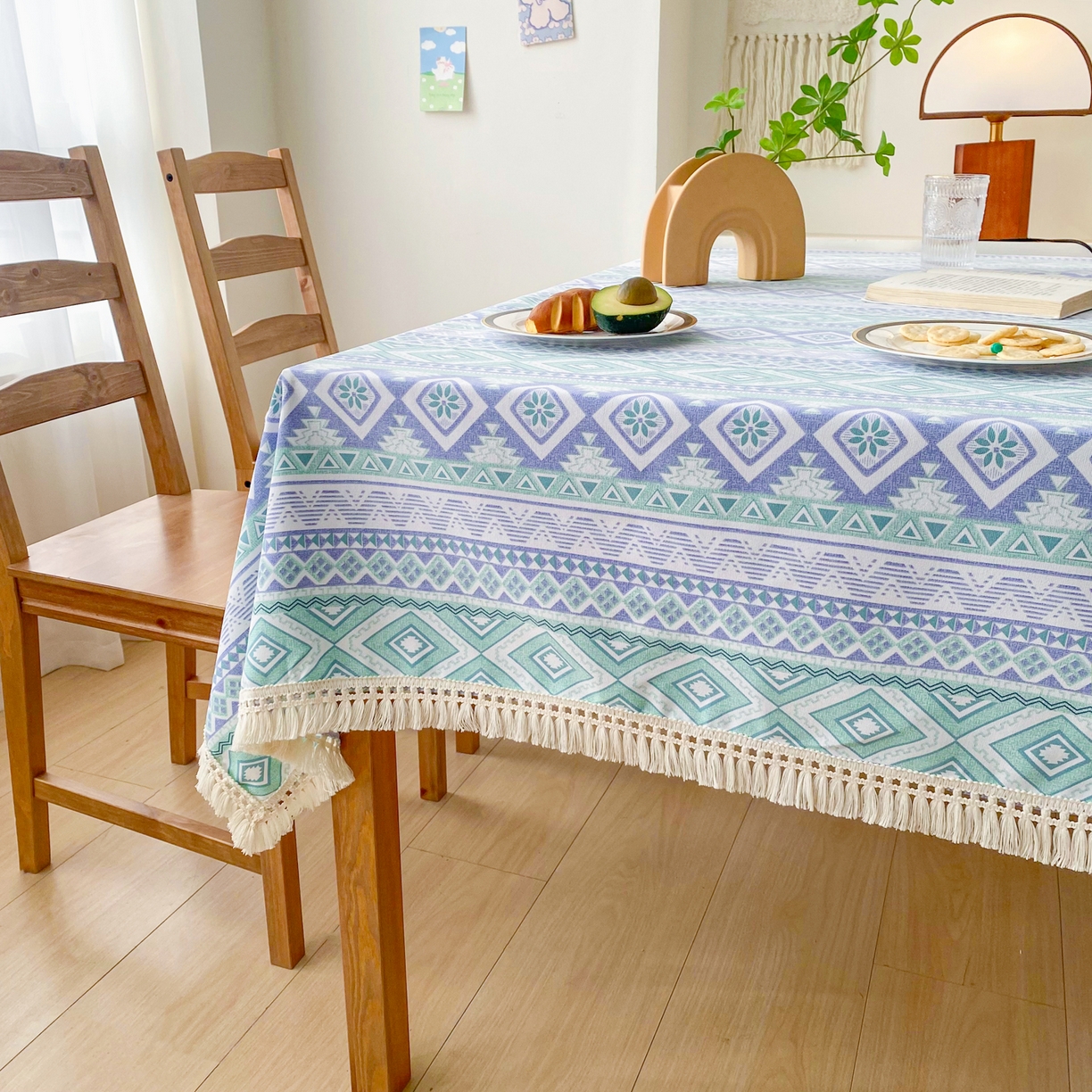 91家纺网 家纺一手货源 找家纺 金泰莱 2026新款印花老粗布桌布 蓝色恋歌