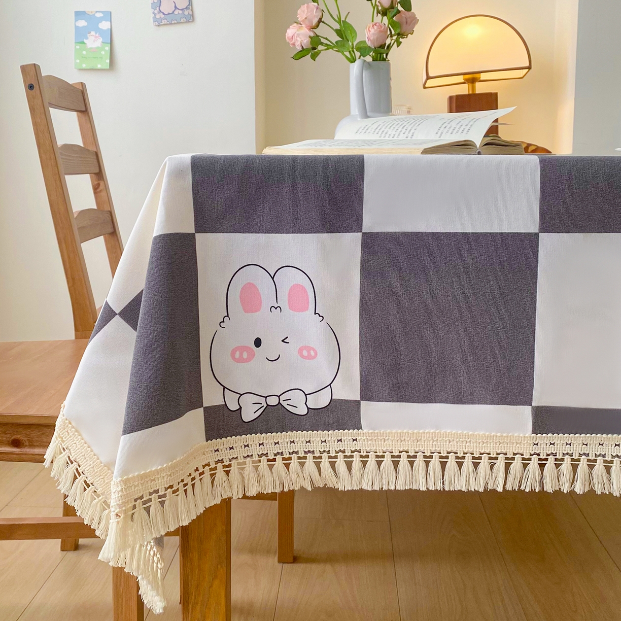 91家纺网 家纺一手货源 找家纺 金泰莱 2026新款印花老粗布桌布 Lucky 兔