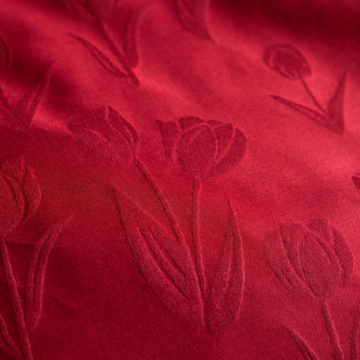 91家纺网 家纺一手货源 找家纺 禾时 2026新款全棉纯棉提花四件套-大红系列 浪漫郁金香