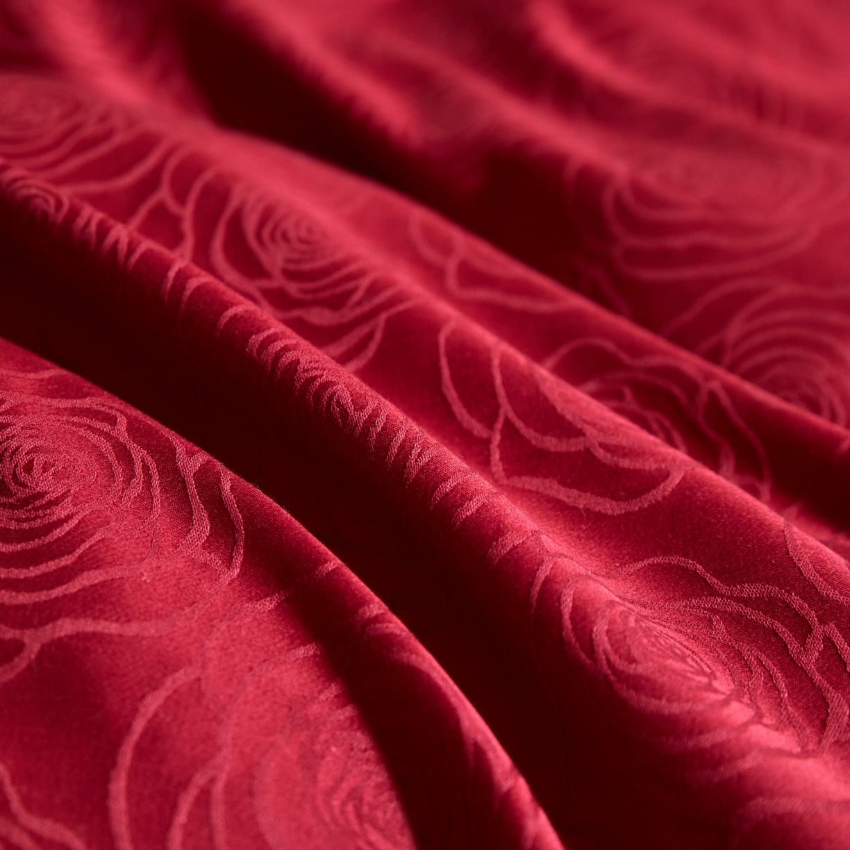 91家纺网 家纺一手货源 找家纺 禾时 2026新款全棉纯棉提花四件套-大红系列 玫瑰之约