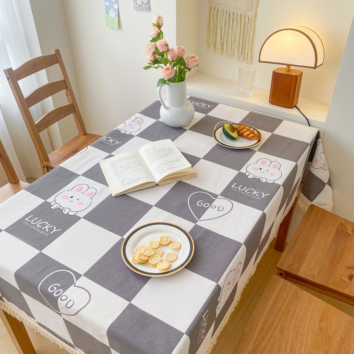 91家纺网 家纺一手货源 找家纺 （总）棉乐町家居 2025新款ins风印花老粗布桌布