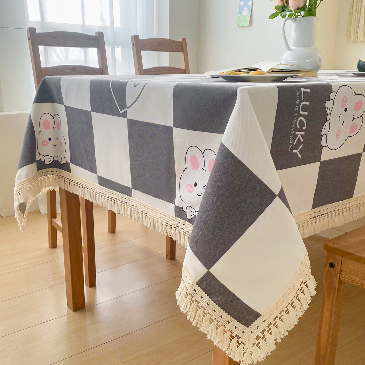 91家纺网 家纺一手货源 找家纺 （总）棉乐町家居 2025新款ins风印花老粗布桌布