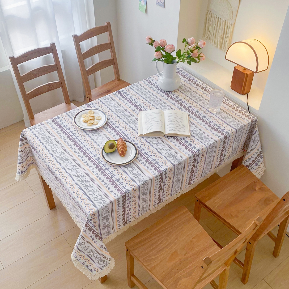 91家纺网 家纺一手货源 找家纺 棉乐町家居 2025新款ins风印花老粗布桌布 波西米亚