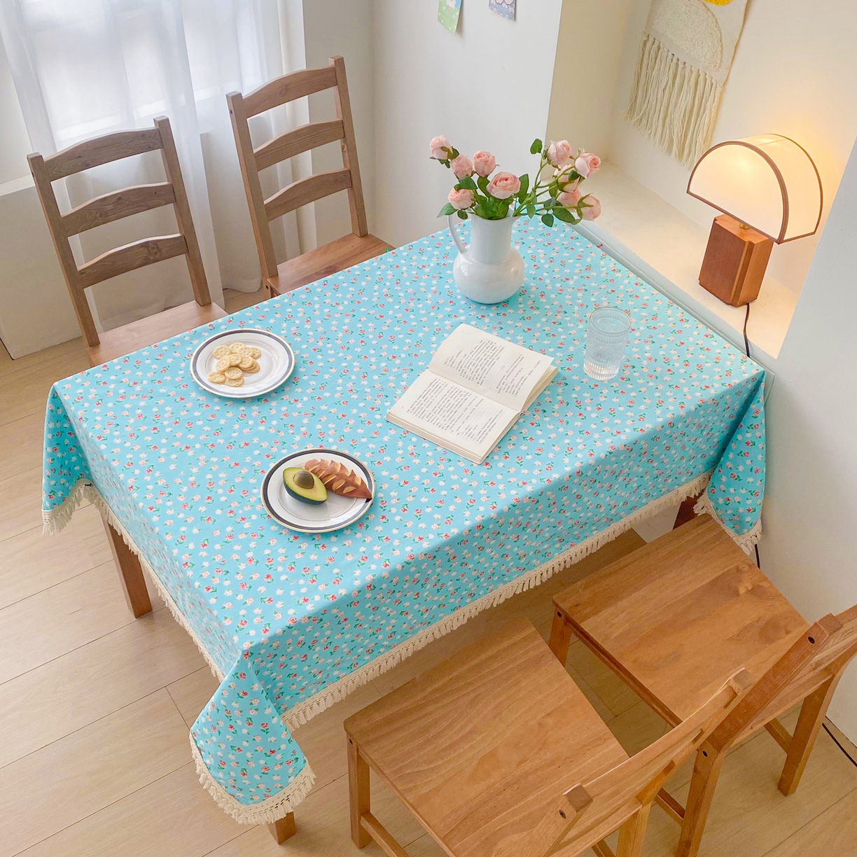 91家纺网 家纺一手货源 找家纺 棉乐町家居 2025新款ins风印花老粗布桌布 春雨