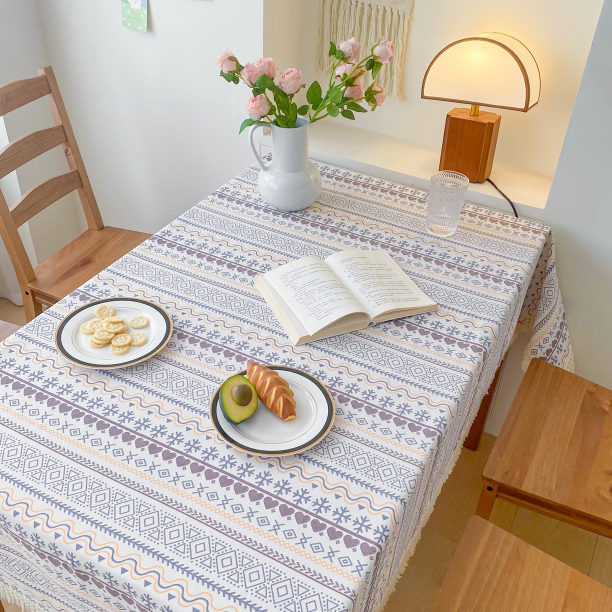 91家纺网 家纺一手货源 找家纺 棉乐町家居 2025新款ins风印花老粗布桌布 波西米亚