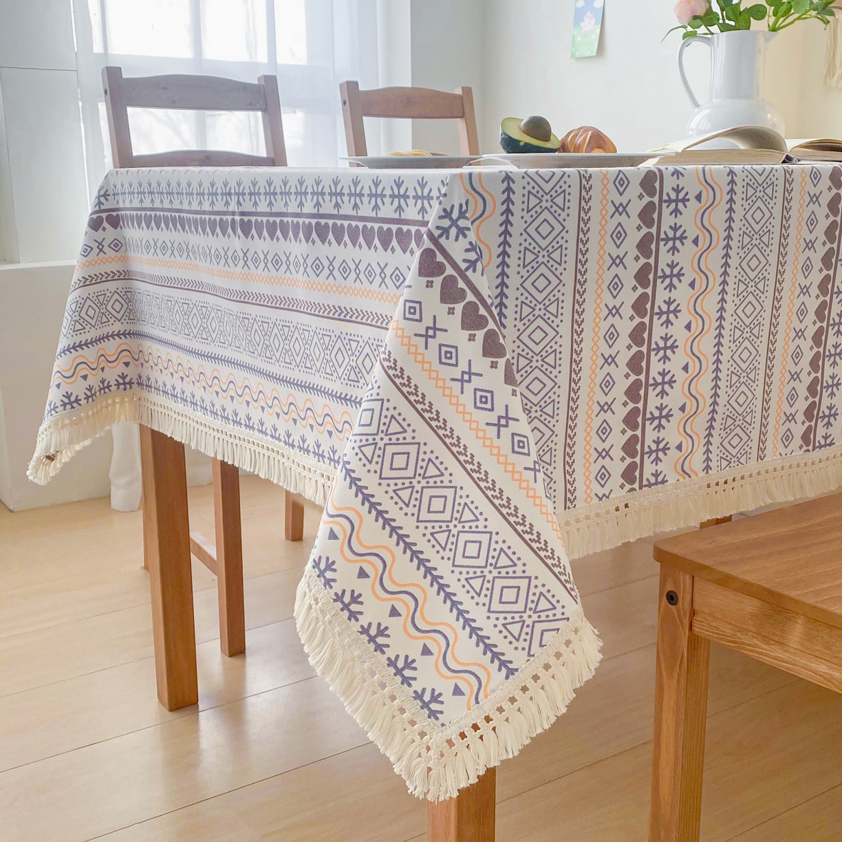 91家纺网 家纺一手货源 找家纺 棉乐町家居 2025新款ins风印花老粗布桌布 波西米亚