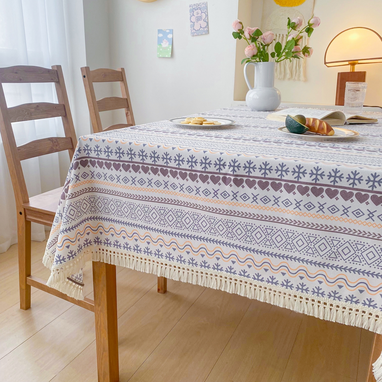 91家纺网 家纺一手货源 找家纺 棉乐町家居 2025新款ins风印花老粗布桌布 波西米亚