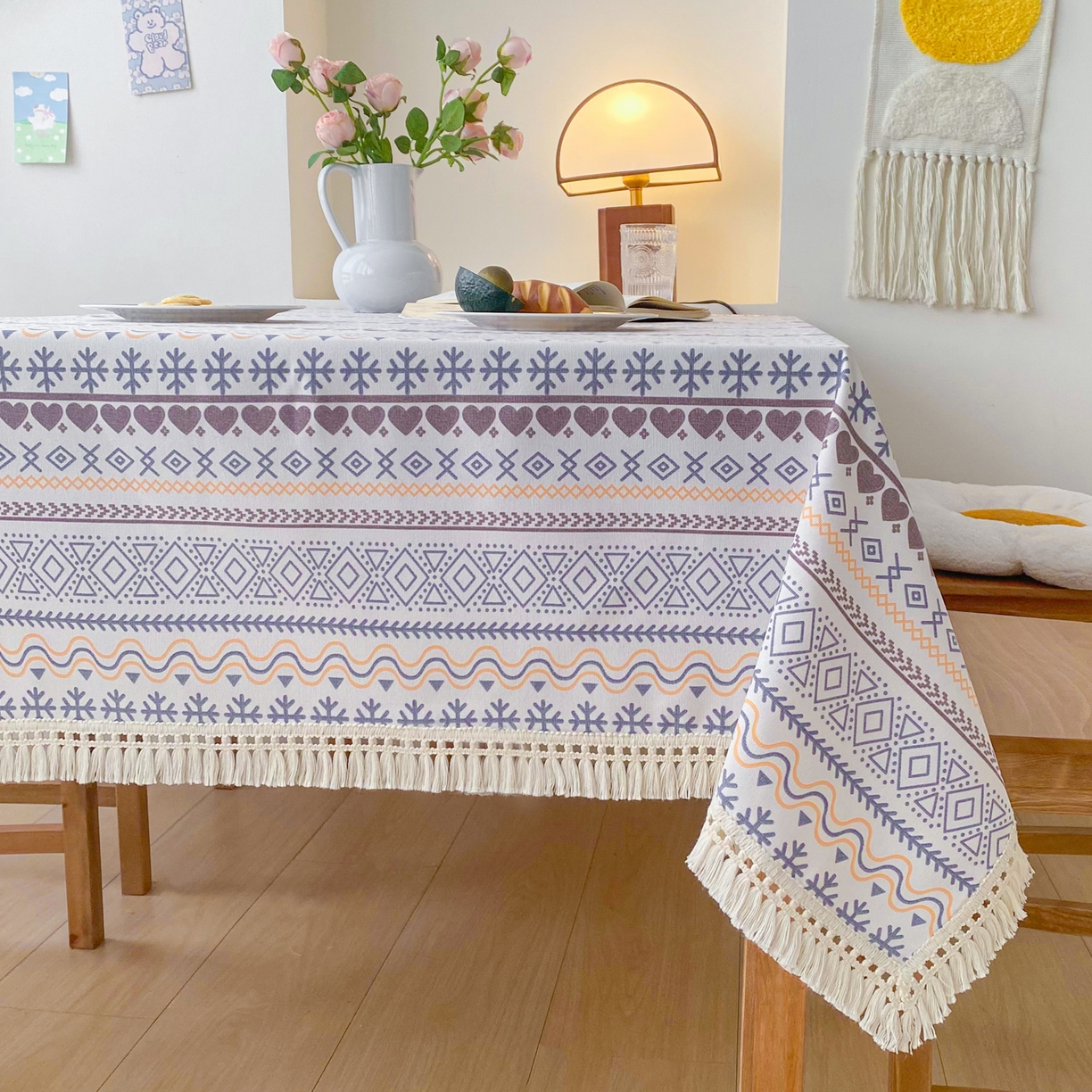 91家纺网 家纺一手货源 找家纺 棉乐町家居 2025新款ins风印花老粗布桌布 波西米亚