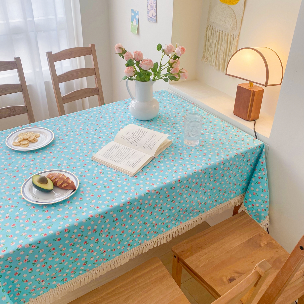 91家纺网 家纺一手货源 找家纺 棉乐町家居 2025新款ins风印花老粗布桌布 春雨