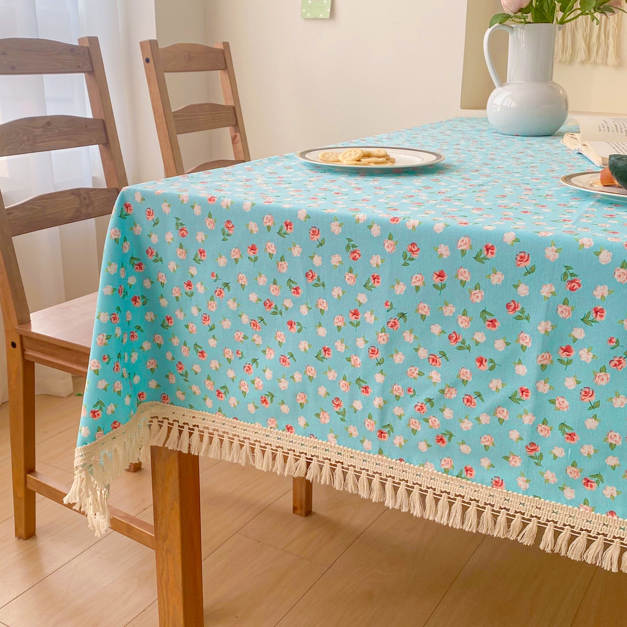 91家纺网 家纺一手货源 找家纺 棉乐町家居 2025新款ins风印花老粗布桌布 春雨