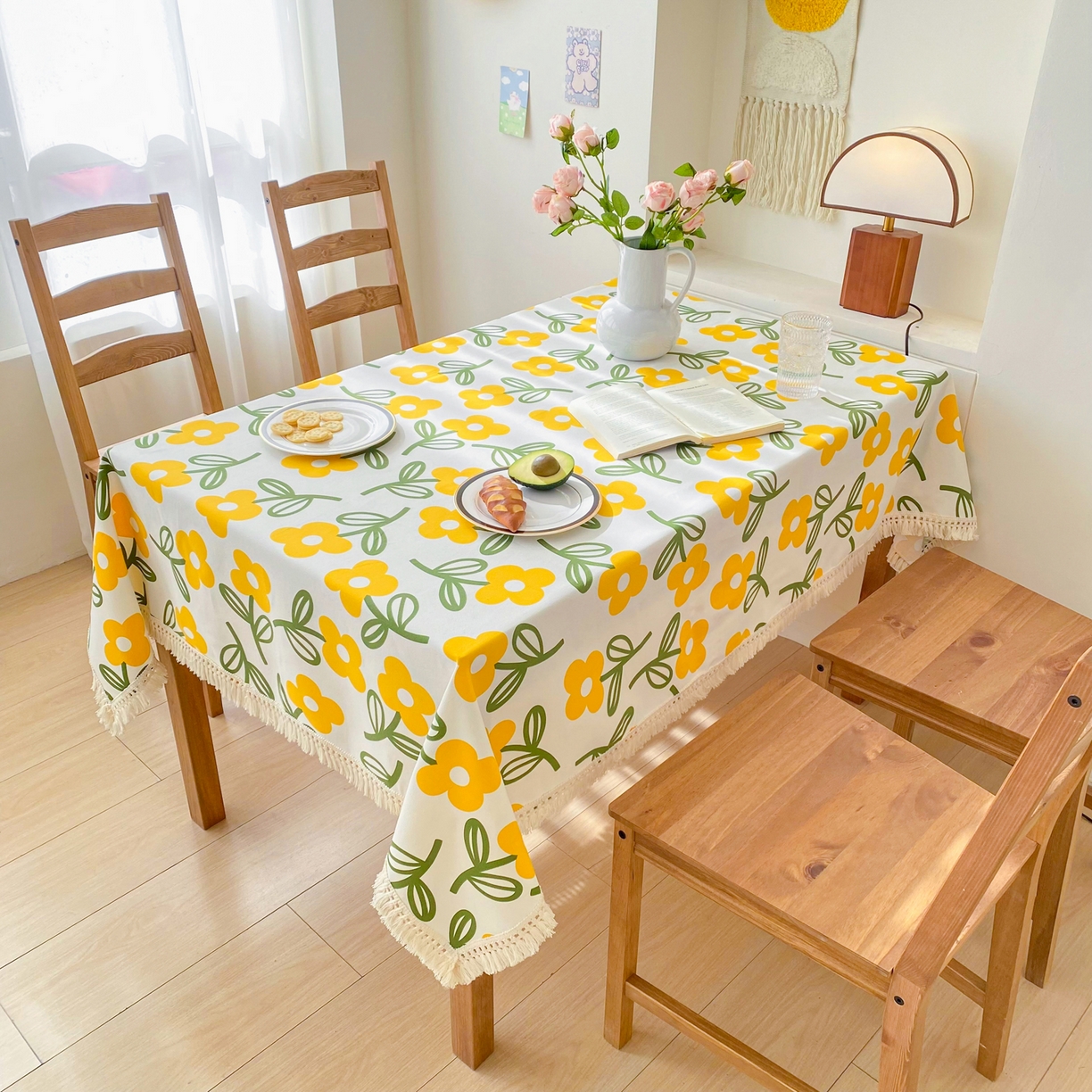 棉乐町家居 2025新款ins风印花老粗布桌布 花颜