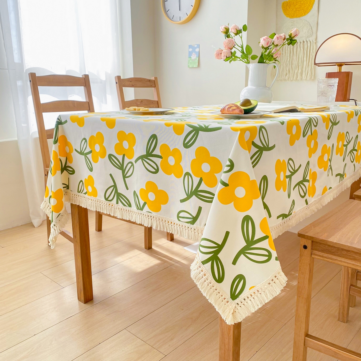 91家纺网 家纺一手货源 找家纺 棉乐町家居 2025新款ins风印花老粗布桌布 花颜