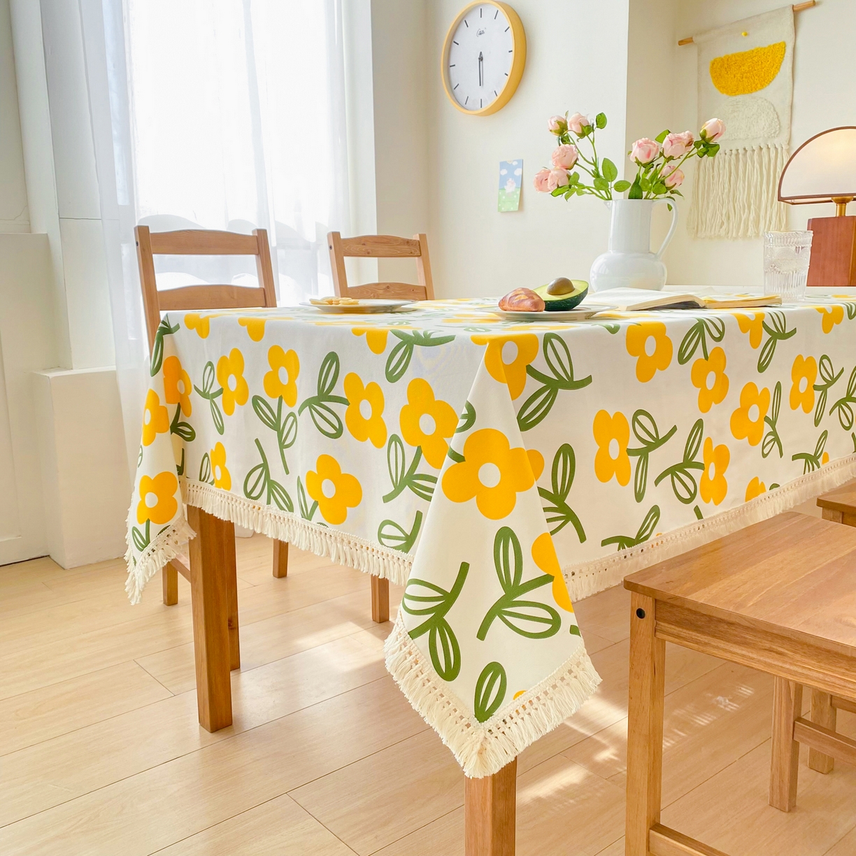 91家纺网 家纺一手货源 找家纺 棉乐町家居 2025新款ins风印花老粗布桌布 花颜