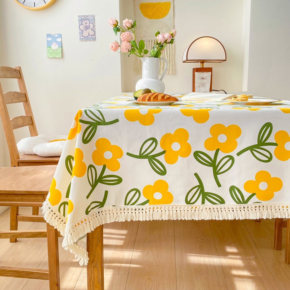 91家纺网 家纺一手货源 找家纺 棉乐町家居 2025新款ins风印花老粗布桌布 花颜