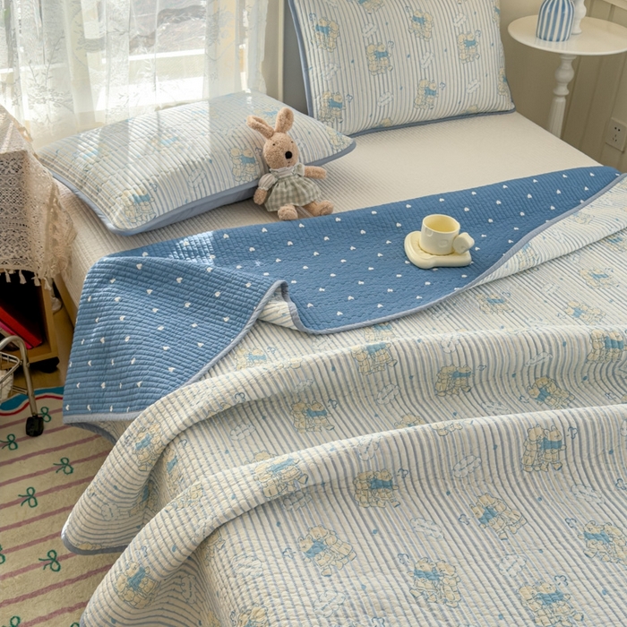 91家纺网 家纺一手货源 找家纺 茉夕家纺 2026新款春季双面纯棉印花单品床盖单件床盖 漫步旅行