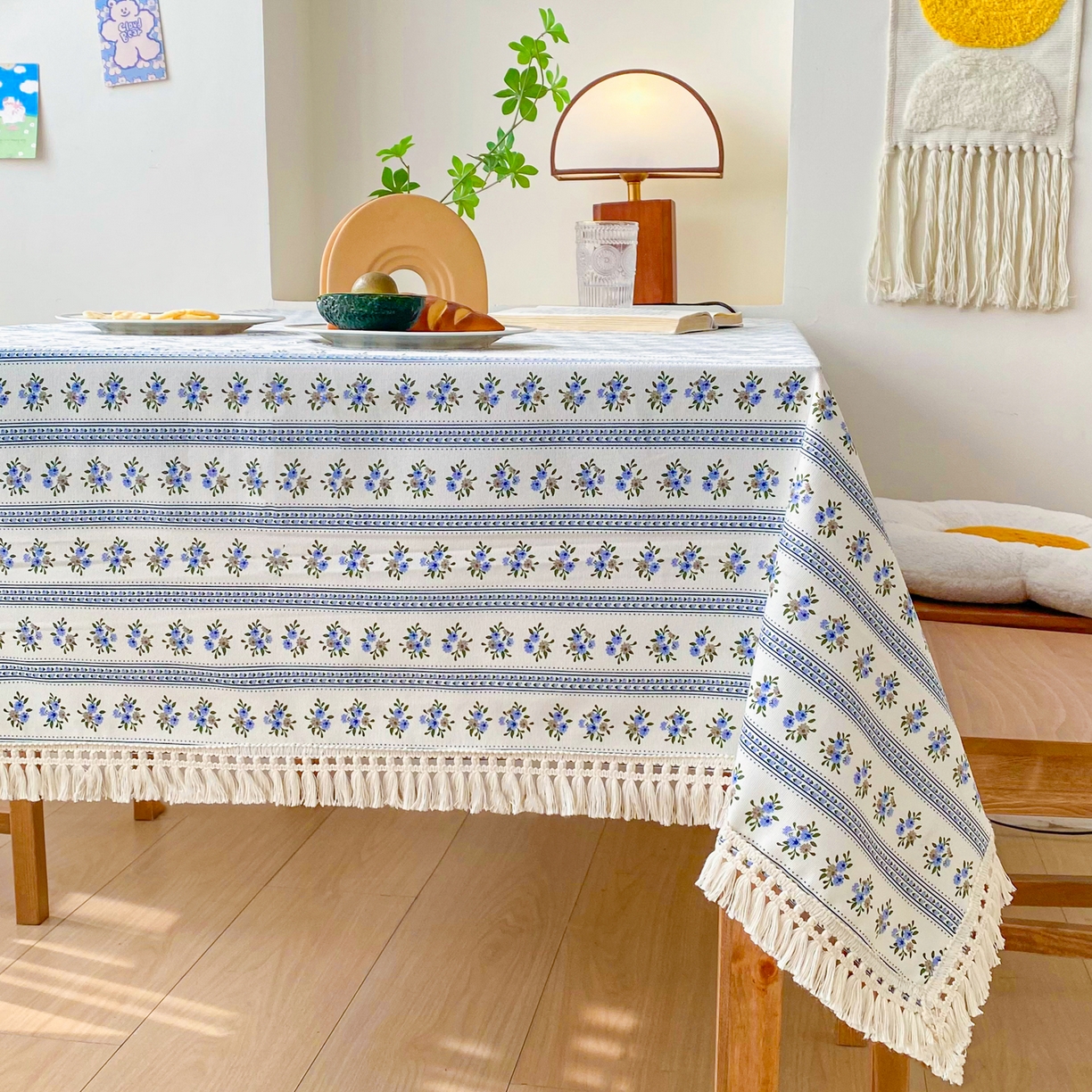 91家纺网 家纺一手货源 找家纺 棉乐町家居 2025新款ins风印花老粗布桌布 兰心