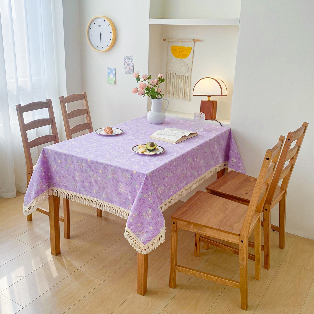 91家纺网 家纺一手货源 找家纺 棉乐町家居 2025新款ins风印花老粗布桌布 紫罗兰