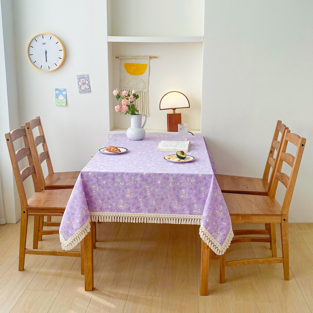 91家纺网 家纺一手货源 找家纺 棉乐町家居 2025新款ins风印花老粗布桌布 紫罗兰