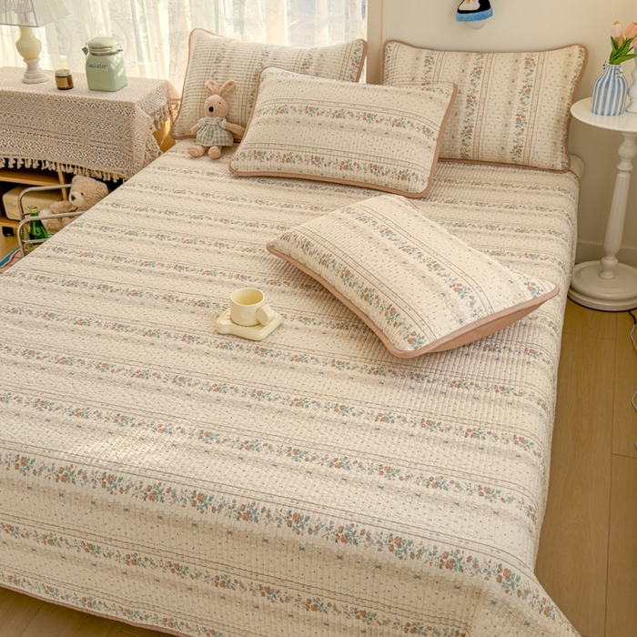 91家纺网 家纺一手货源 找家纺 茉夕家纺 2026新款春季双面纯棉印花单品床盖单件床盖 秋日玫瑰