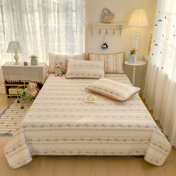 茉夕家纺 2026新款春季双面纯棉印花单品床盖单件床盖 秋日玫瑰