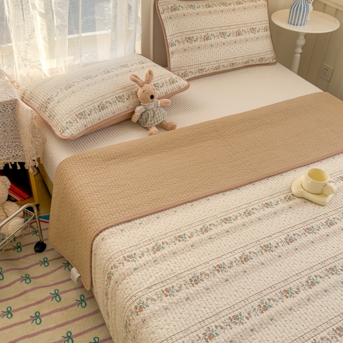 91家纺网 家纺一手货源 找家纺 茉夕家纺 2026新款春季双面纯棉印花单品床盖单件床盖 秋日玫瑰