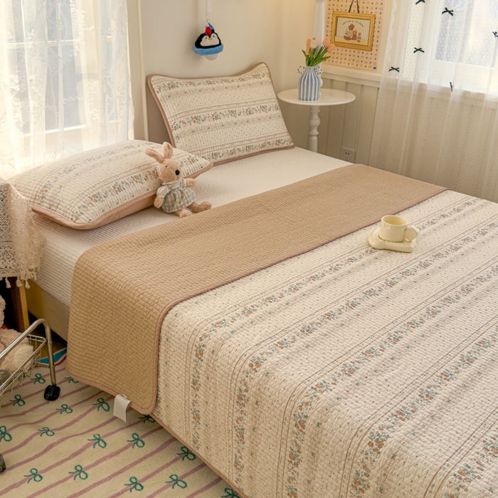 91家纺网 家纺一手货源 找家纺 茉夕家纺 2026新款春季双面纯棉印花单品床盖单件床盖 秋日玫瑰