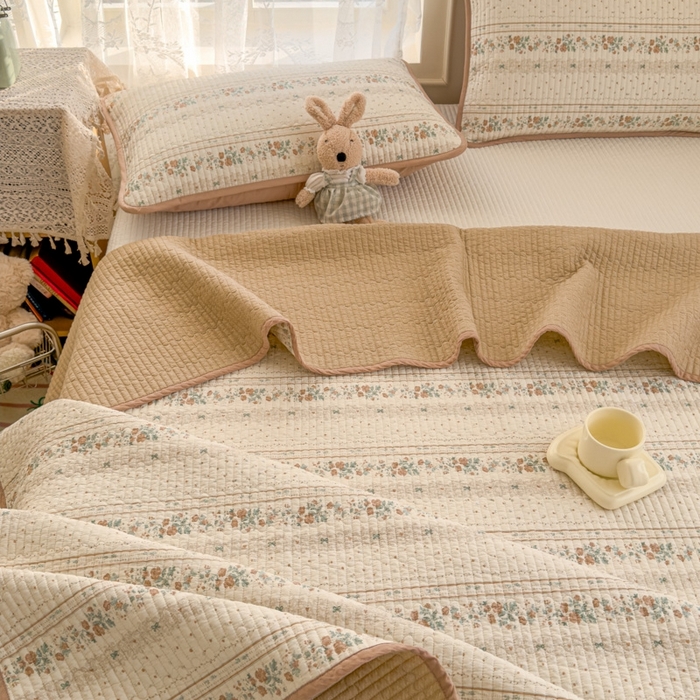 91家纺网 家纺一手货源 找家纺 茉夕家纺 2026新款春季双面纯棉印花单品床盖单件床盖 秋日玫瑰