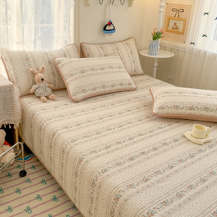 91家纺网 家纺一手货源 找家纺 茉夕家纺 2026新款春季双面纯棉印花单品床盖单件床盖 秋日玫瑰