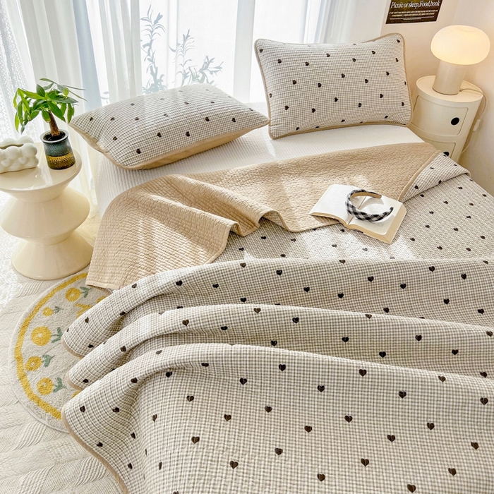 91家纺网 家纺一手货源 找家纺 茉夕家纺 2026新款春季双面纯棉印花单品床盖单件床盖 守护爱心